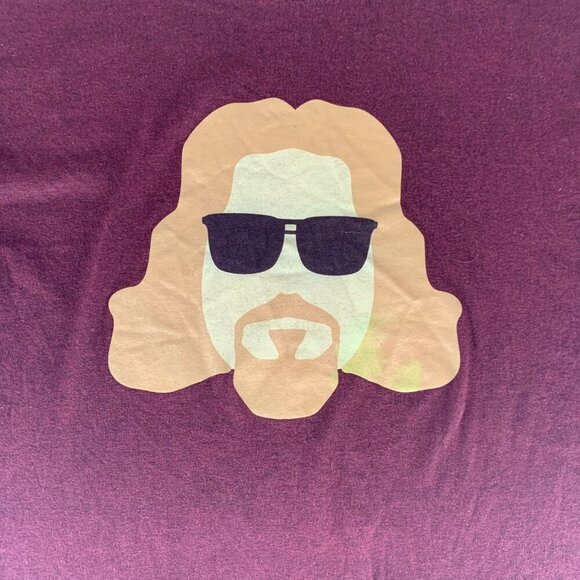 Big Lebowski The Dude Maroon Headline Short Sleeve Crewneck Shirt Mens Large - Picture 2 of 4